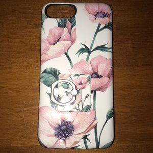 Pink flower battery charging iPhone 7 Plus case